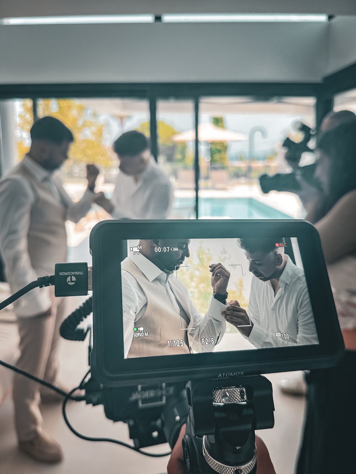 Blick auf den Kameramonitor bei einer großen Videoproduktion